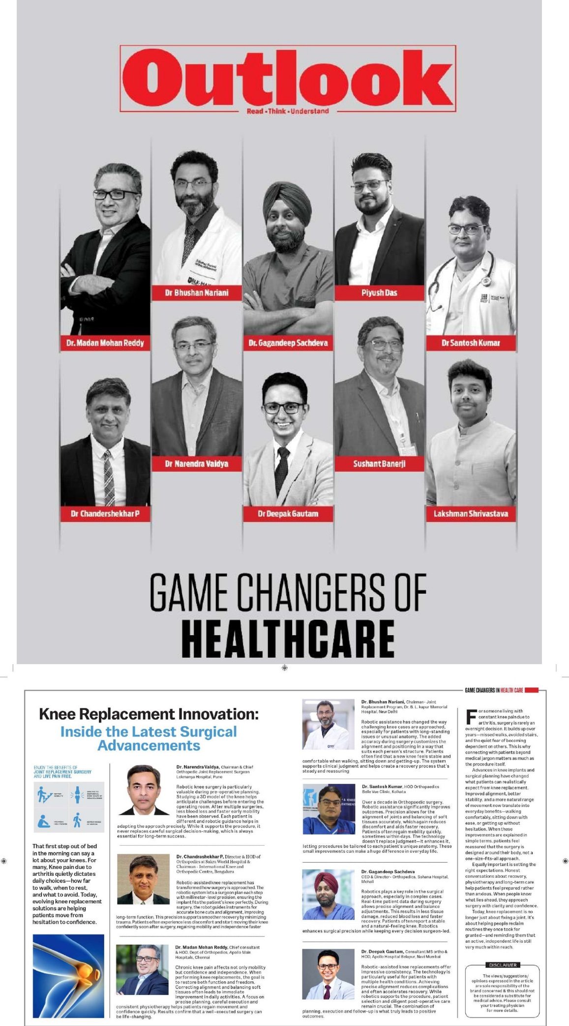 Outlook Magazine Game Changers of Healthcare featuring Dr. Chandrashekar P