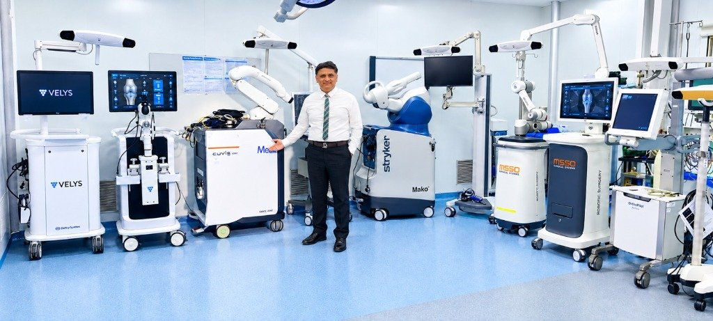 Dr. Chandrashekar P with full robotic suite: VELYS, CUVIS, Stryker Mako, MISSO and OrthoPilot